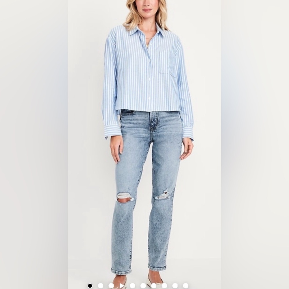 Old Navy HIGH RISE OG Relaxed Fit Distressed Blue Jeans